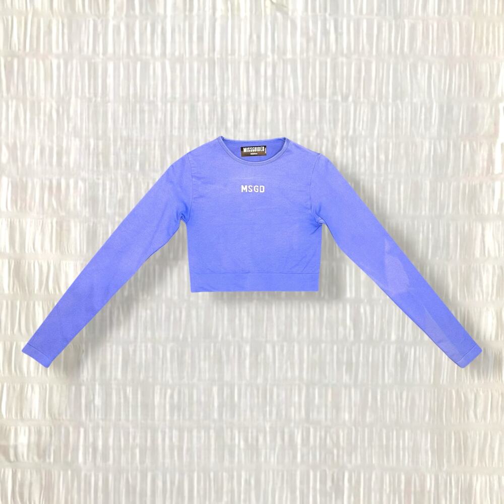 Missguided Women’s Blue Athletic Cropped Long Sleeve Top – Size S